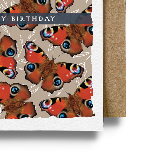 Birthday Peacock Butterfly Card