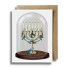 Hanukkah Temple Menorah Globe Card