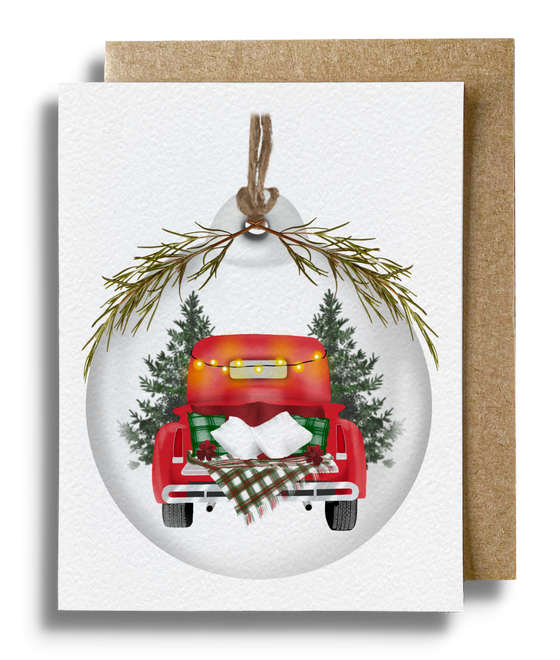 Holiday Truck Bauble Card