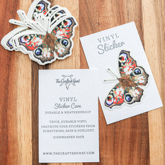 Peacock Butterfly Clear Vinyl Sticker