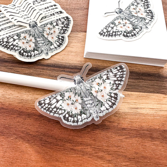 Common Checkered Skipper Butterfly Clear Vinyl Sticker