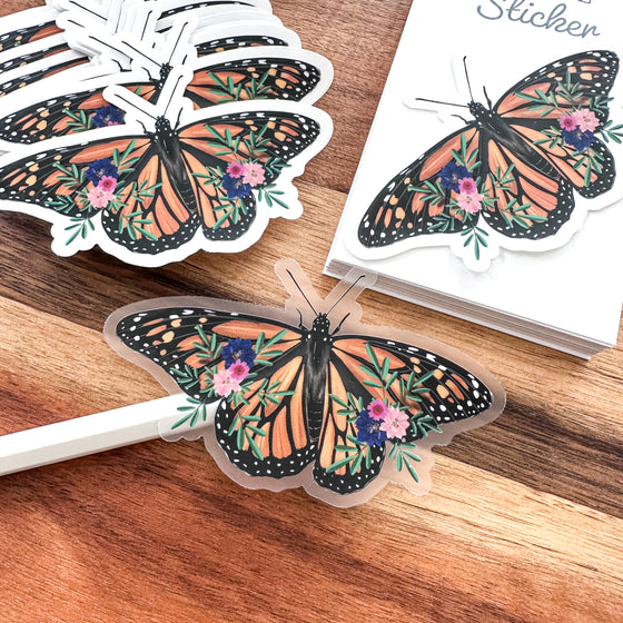 Monarch Butterfly Clear Vinyl Sticker