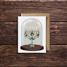  Hanukkah Temple Menorah Globe Card